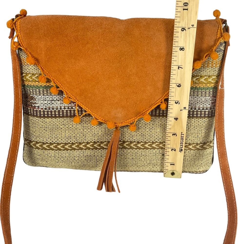 Bay Sky Boho Aztec Southwestern Woven Envelope Style Crossbody Bag Suede Purse - Picture 3 of 7
